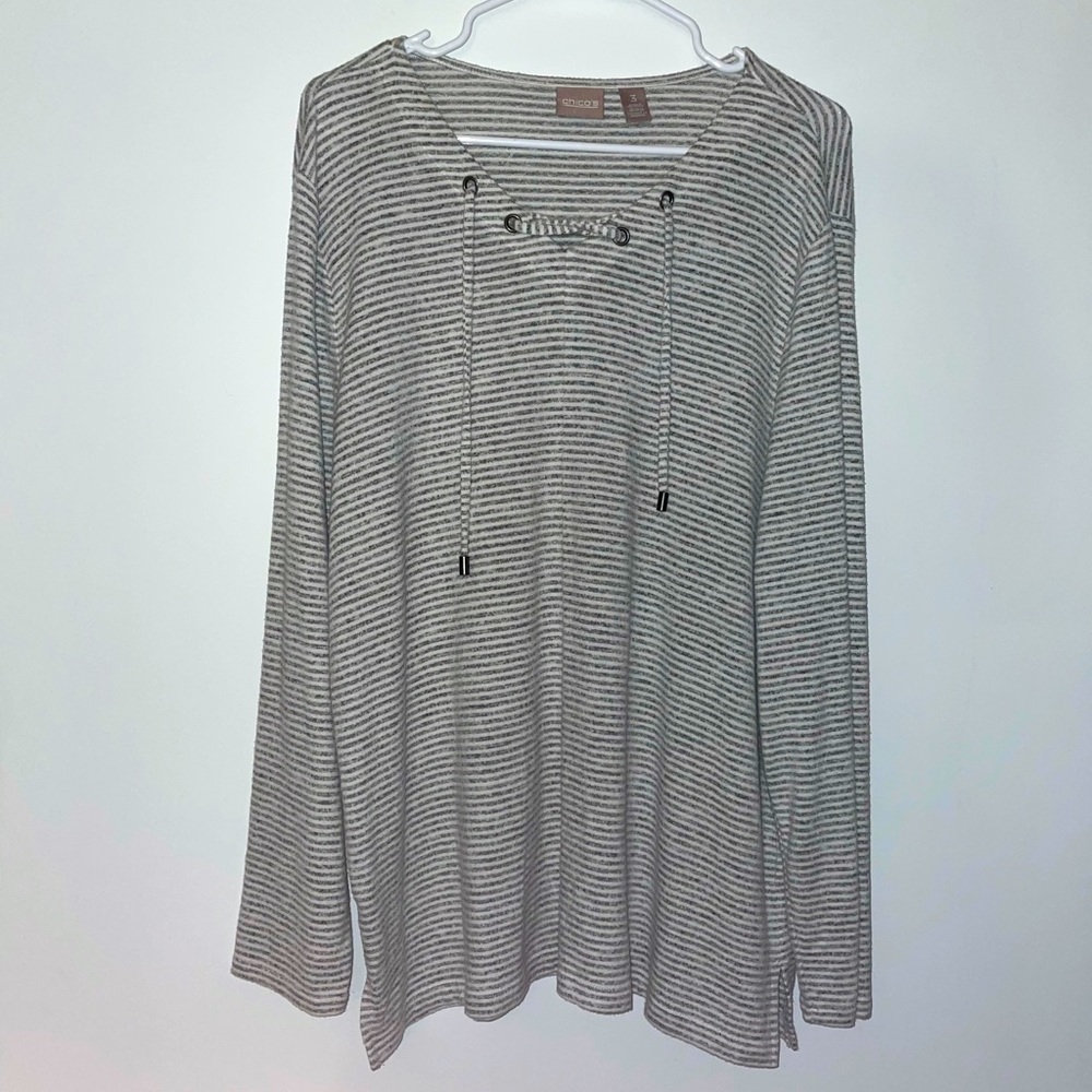 Chico’s Long Sleeve w/Drawstring Blouse